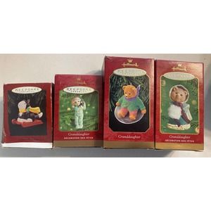 Vintage Hallmark Keepsake Granddaughter Ornament Lot of 4 In Box